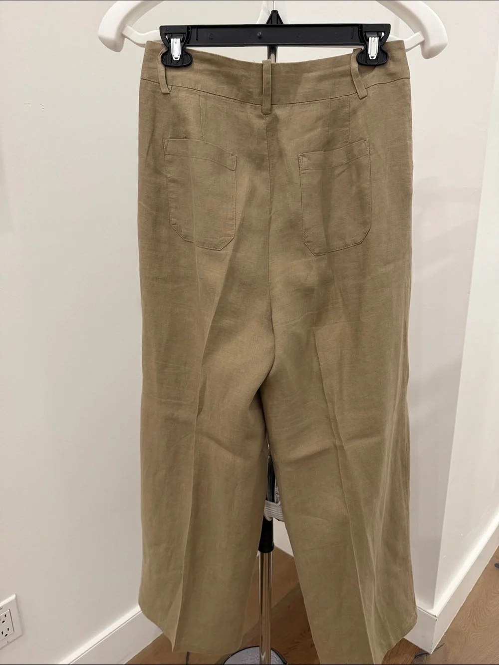 Zara Women’s Tan Straight-Leg Linen Pants